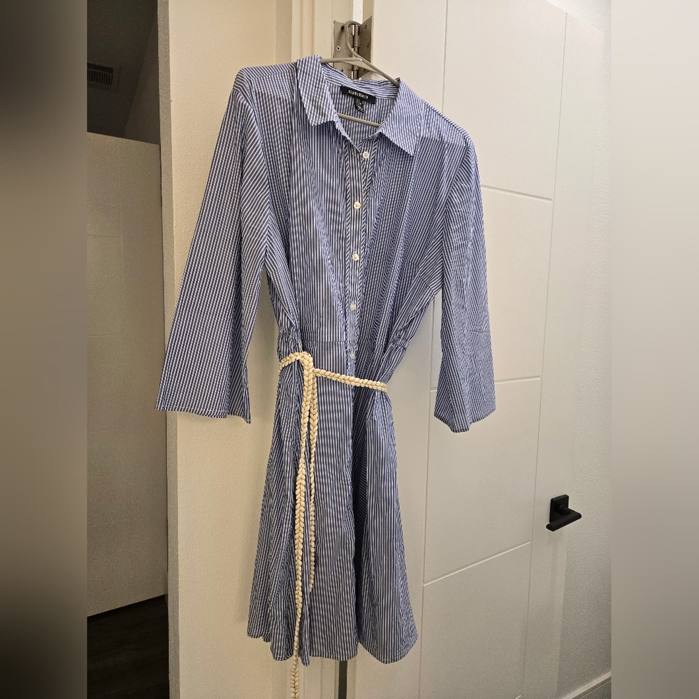 Ellen Tracy Blue and White Striped Dress